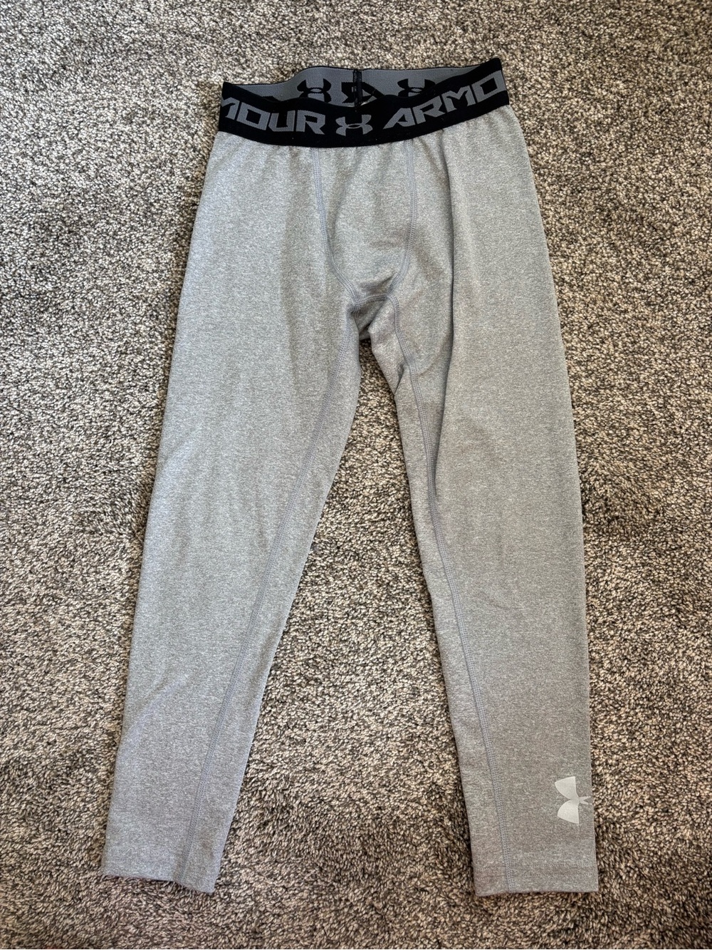 Under Armour Silver/Gray Kids Compression Leggings